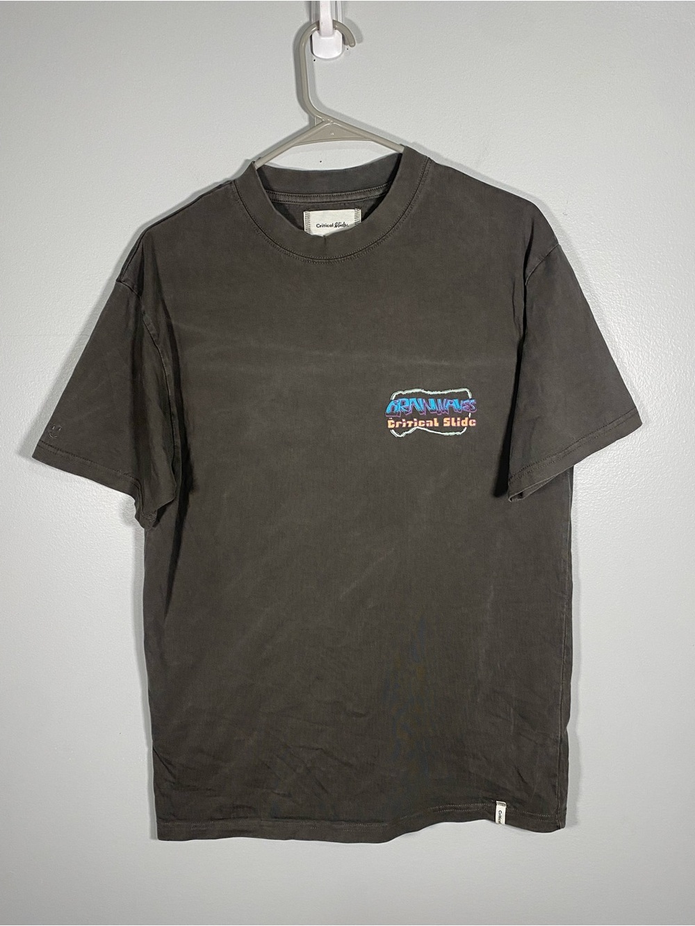 Men's Washed Charcoal Graphic Critical Slide  Society Brainwave Tee